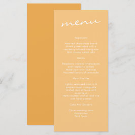 Elegante Minimalistische Senfgelbe Hochzeit Menükarte