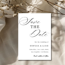 Elegante minimalistische Skript-Hochzeitseinladung Save The Date