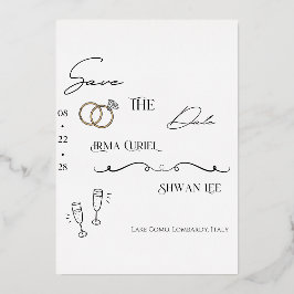 Elegante minimalistische Skript-Save-the-Date-Kart Folieneinladung