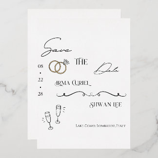 Elegante minimalistische Skript-Save-the-Date-Kart Folieneinladung