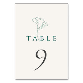 Elegante minimalistische Smaragd-Hochzeitstisch-Nu Tischnummer