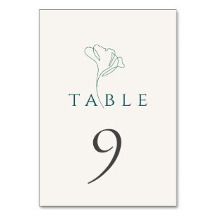 Elegante minimalistische Smaragd-Hochzeitstisch-Nu Tischnummer