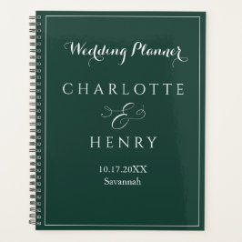 Elegante Minimalistische Smaragdgrüne Hochzeit Planer