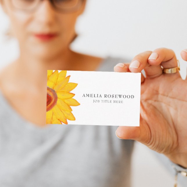 Elegante Minimalistische Sonnenblumenkarte Visitenkarte (Von Creator hochgeladen)