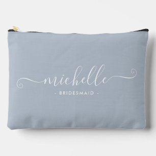 Elegante minimalistische staubblaue personalisiert zubehörtasche