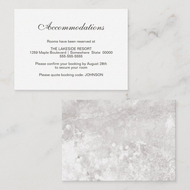 Elegante Minimalistische Stone Hochzeiten Unterkün Begleitkarte (Vorne/Hinten)