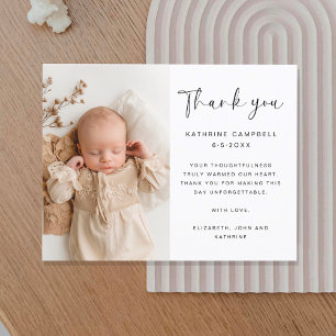 Elegante minimalistische Taufe   Babyparty Dankesc Postkarte