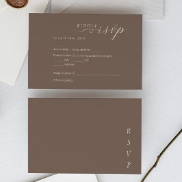 Elegante minimalistische Taupe-Elfenbein-Schrift H RSVP Karte