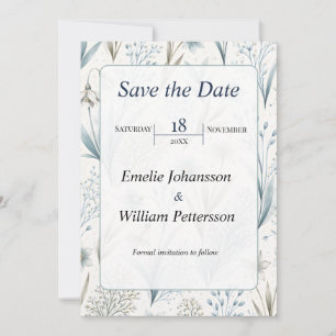 Elegante minimalistische Teal-Nordische-Floralen-H Save The Date