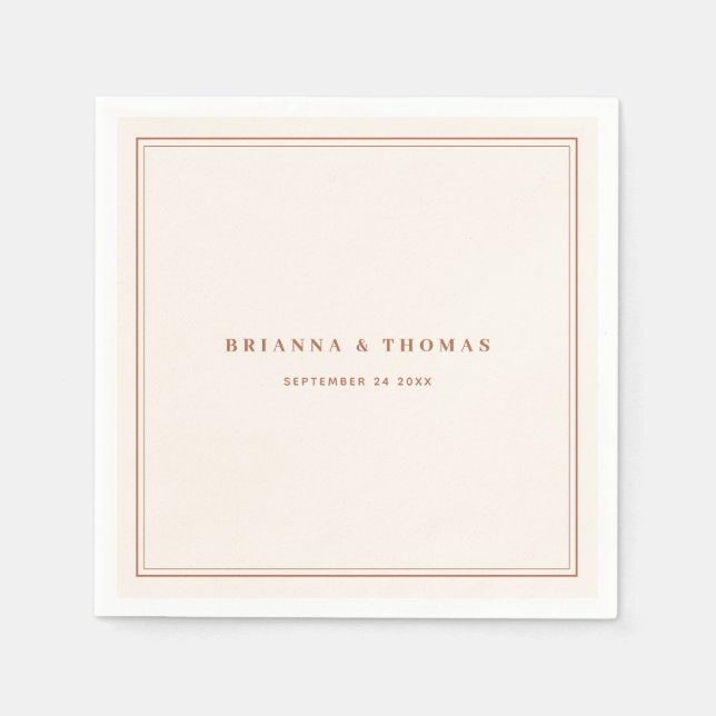 Elegante Minimalistische Terracotta Wedding Serviette (Vorderseite)