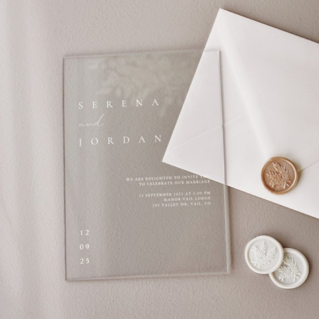 Elegante Minimalistische, transparente Hochzeit Acryleinladungen (Elegant Minimalist Transparent Wedding Acrylic Invitations)
