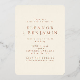 Elegante Minimalistische Typografie Rose Gold Wedd Folieneinladung