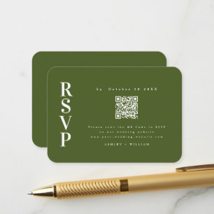 Elegante Minimalistische UAwg Moss Green Qr Hochze Begleitkarte