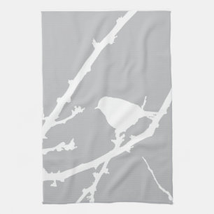 Elegante Minimalistische Vogelwelt-Silhouette Geschirrtuch