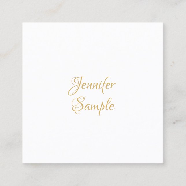 Elegante Minimalistische Vorlage für handgeschrieb Quadratische Visitenkarte (Vorderseite)