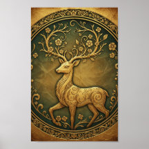 Elegante minimalistische Waldhirsch-Fine-Art