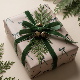 Elegante minimalistische Wasserfarbe Grüne Weihnac Geschenkpapier