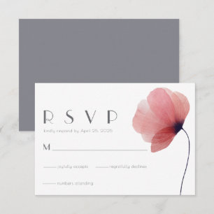 Elegante Minimalistische Wasserfarbe Mohnblüte Hoc RSVP Karte