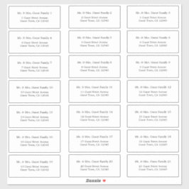 Elegante Minimalistische Wedding Guest Address Lab Aufkleber