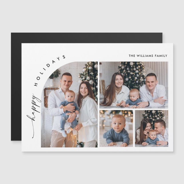 Elegante Minimalistische Weihnachten 4 FOTO Magnet (Vorne/Hinten)