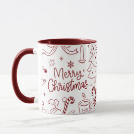 Elegante minimalistische Weihnachts-Doodle handgez Tasse