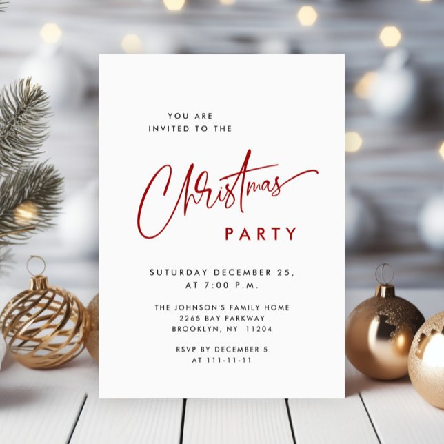 Elegante Minimalistische Weihnachtsfeier Einladung (Von Creator hochgeladen)
