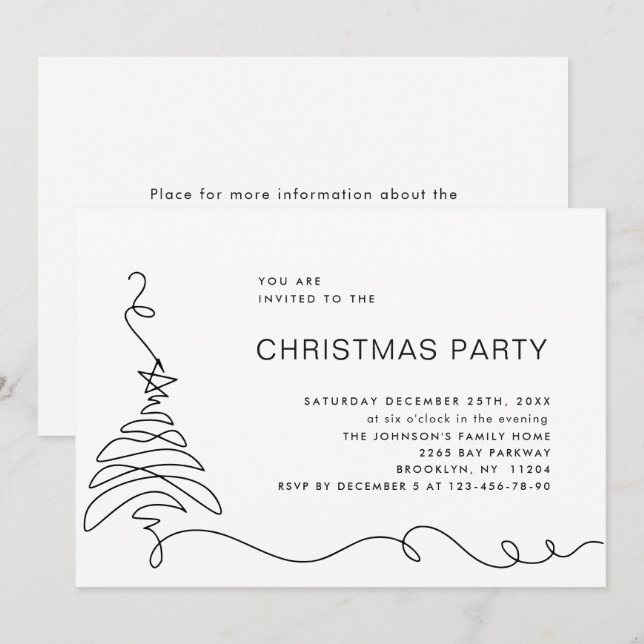 Elegante Minimalistische Weihnachtsfeier Einladung (Vorne/Hinten)