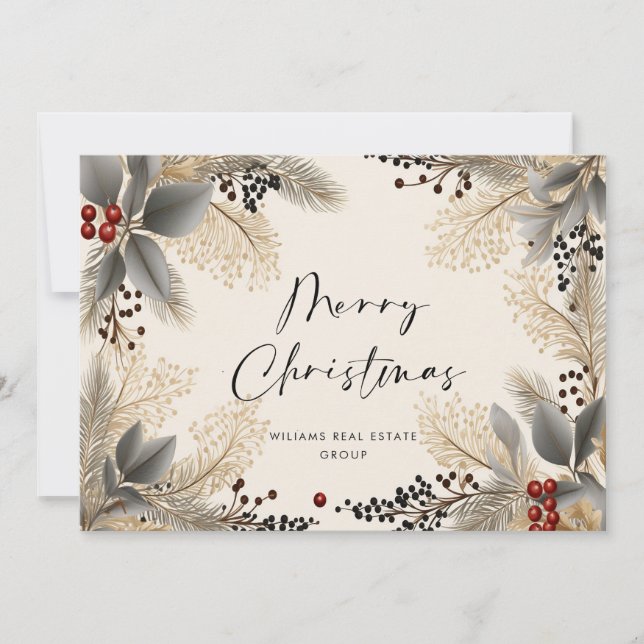 Elegante Minimalistische Weihnachtsgrüße Feiertagskarte (Vorderseite)