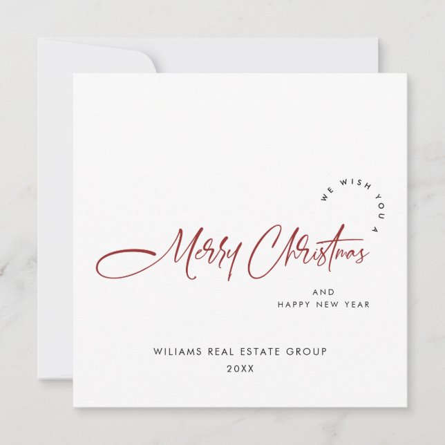Elegante Minimalistische Weihnachtsgrüße Feiertagskarte (Vorderseite)