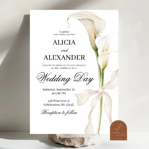 Elegante minimalistische weiße Calla-Lilien-Hochze Einladung