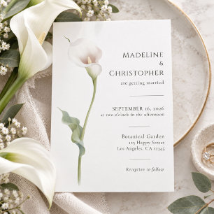 Elegante Minimalistische Weiße Calla-Lilien-Hochze Einladung