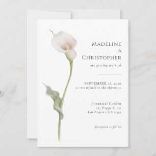 Elegante Minimalistische Weiße Calla-Lilien-Hochze Einladung