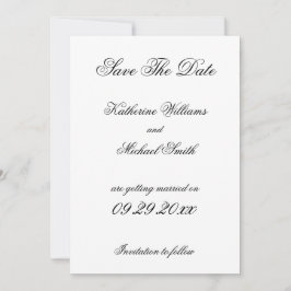 Elegante Minimalistische Weiße Hochzeit retten das Einladung