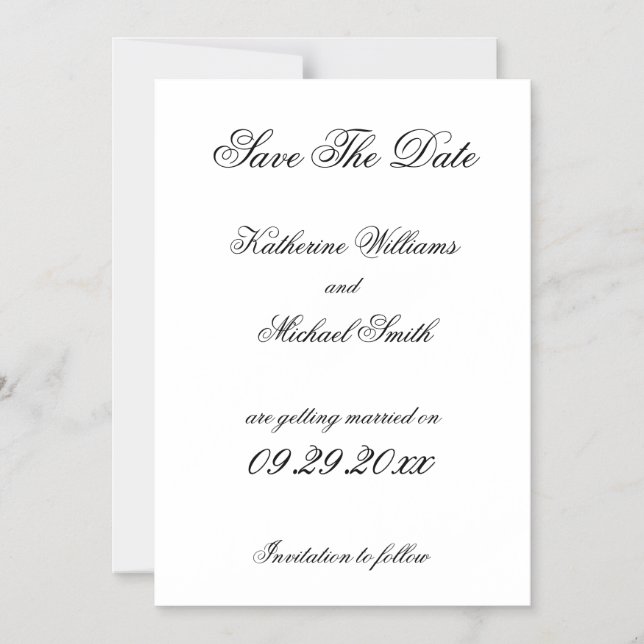 Elegante Minimalistische Weiße Hochzeit retten das Magneteinladung (Vorderseite)