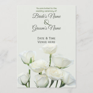 Elegante minimalistische weiße Rosenhochzeits-Einl Einladung