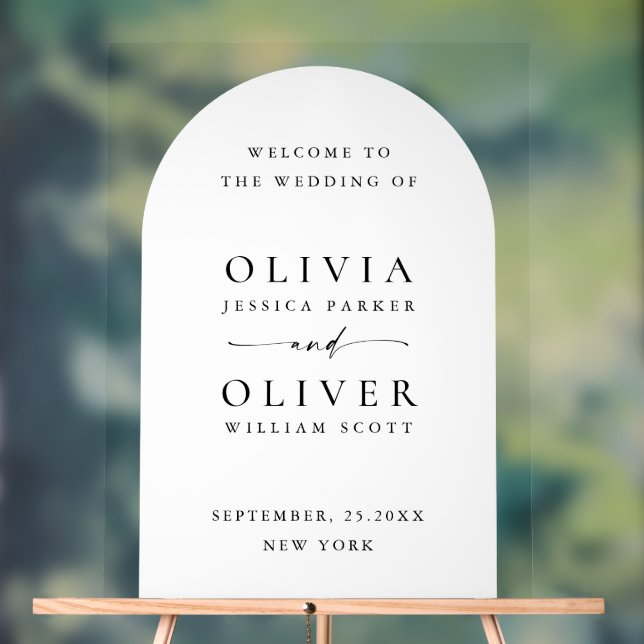 Elegante Minimalistische WELCOME Arched Wedding Acrylschild (Neutral)