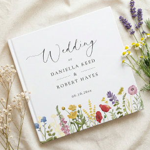 Elegante Minimalistische Whimsische Wildblumen-Hoc Gästebuch