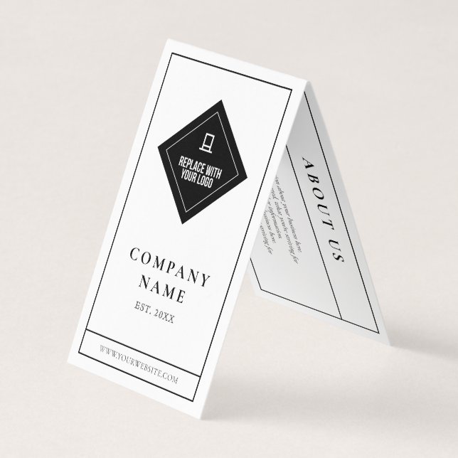 Elegante Minimalistische White Black Your Logo Han Visitenkarten (Vorderseite)