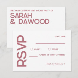 Elegante Minimalistische White Rose Gold UAWG RSVP Karte