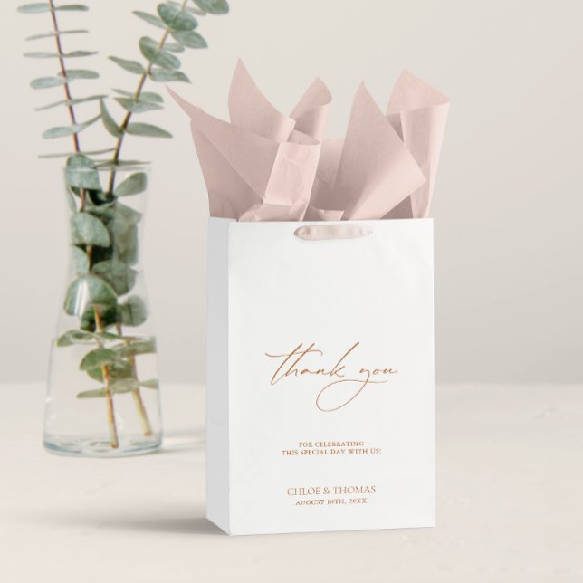 Elegante Minimalistische White Wedding Vielen Dank Mittlere Geschenktüte (Von Creator hochgeladen)