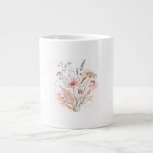 Elegante minimalistische Wildblumen-Geburtstagsges Jumbo-Tasse