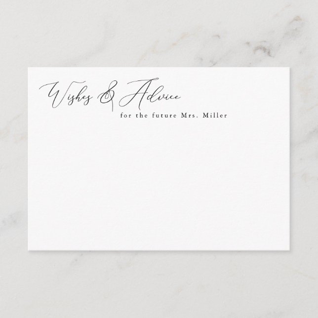 Elegante Minimalistische Wish & Advice Cards Begleitkarte (Vorderseite)