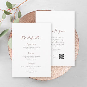 Elegante minimalistische zweiseitige Hochzeitsmenü Einladung