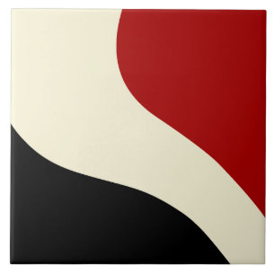 Elegante Minimalwelle in Rot, Schwarz und Cream Fliese