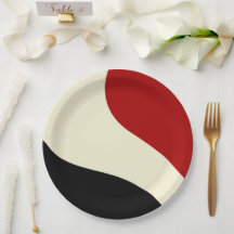 Elegante Minimalwelle in Rot, Schwarz und Cream