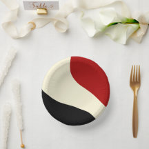 Elegante Minimalwelle in Rot, Schwarz und Cream