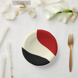 Elegante Minimalwelle in Rot, Schwarz und Cream Pappteller