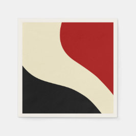 Elegante Minimalwelle in Rot, Schwarz und Cream Serviette