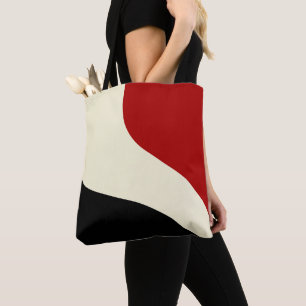 Elegante Minimalwelle in Rot, Schwarz und Cream Tasche