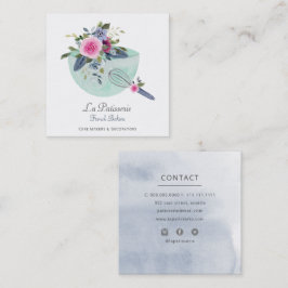 Elegante Mint Floral Wedding Cake Makers Bäckerei Quadratische Visitenkarte